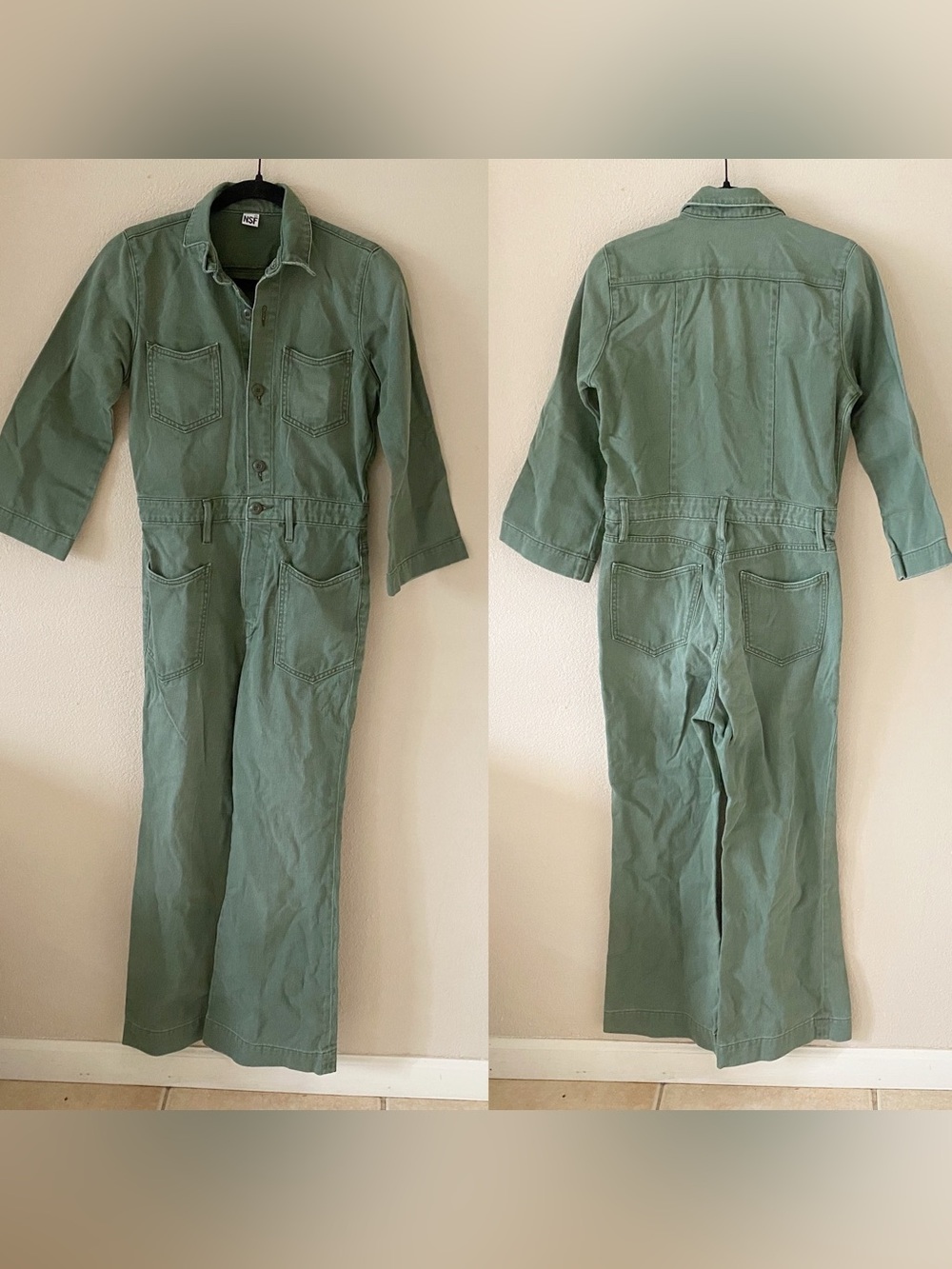 NSF Size 27 Charley Green Mechanic Flare Denim Jumpsuit